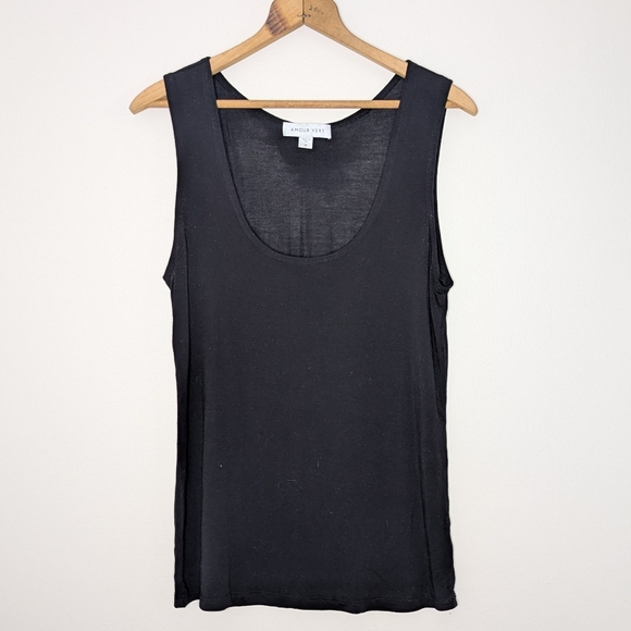 Amour Vert Women's Medium Black Scoop Neck Tank Top - Picture 1 of 5